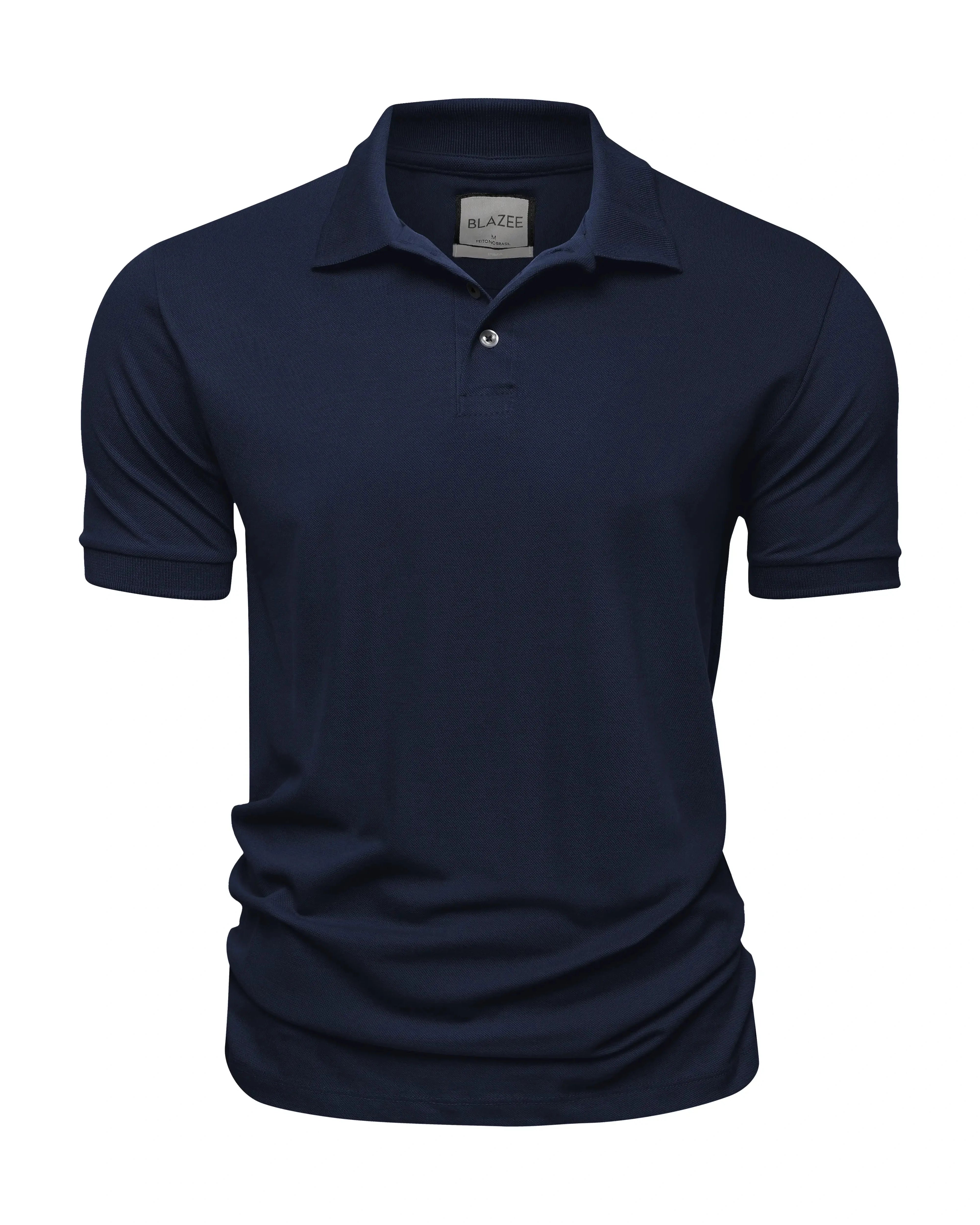 Polo Piquet Algodão Pima - Azul Marinho