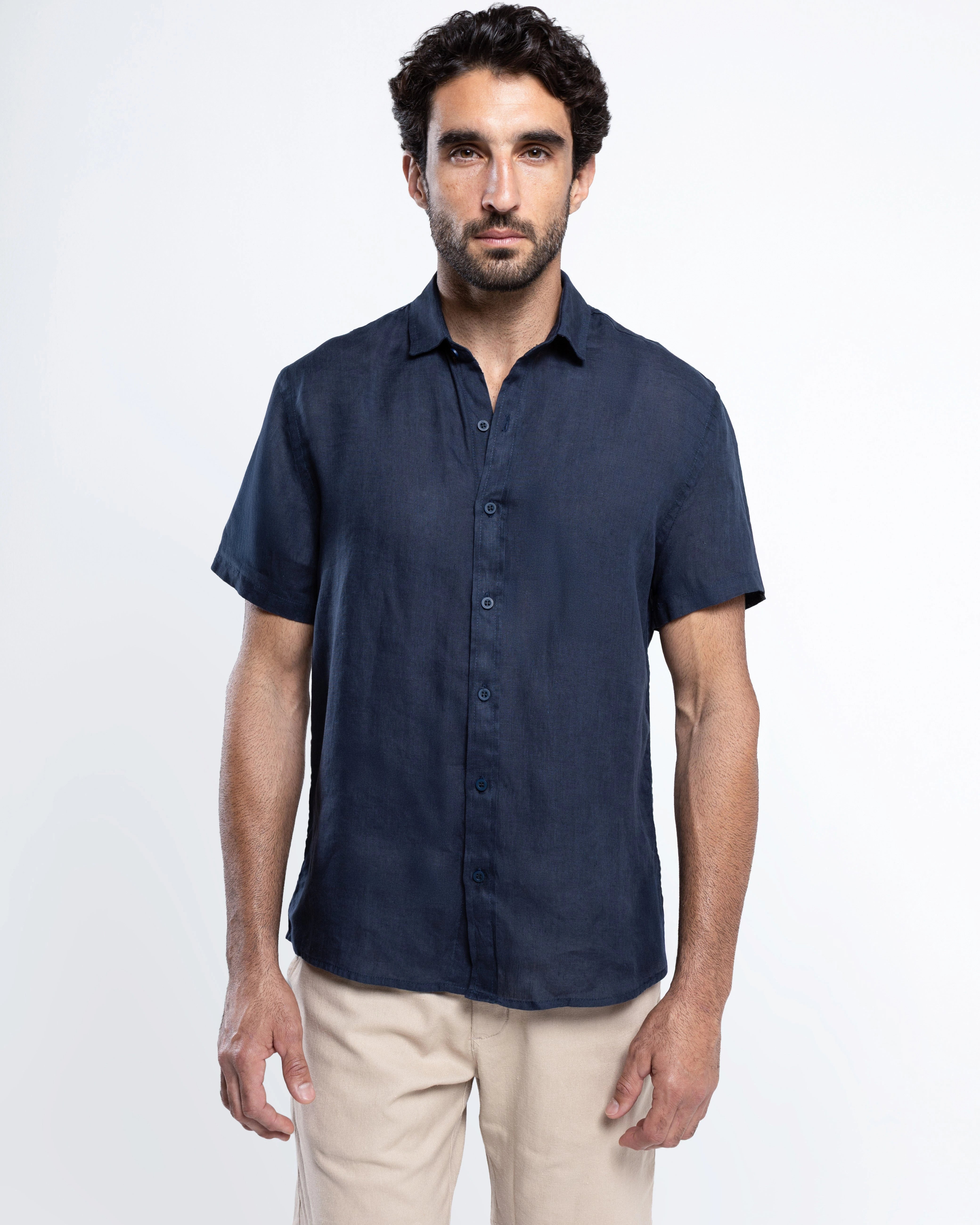 Camisa Linho Italiano Greece Manga Curta