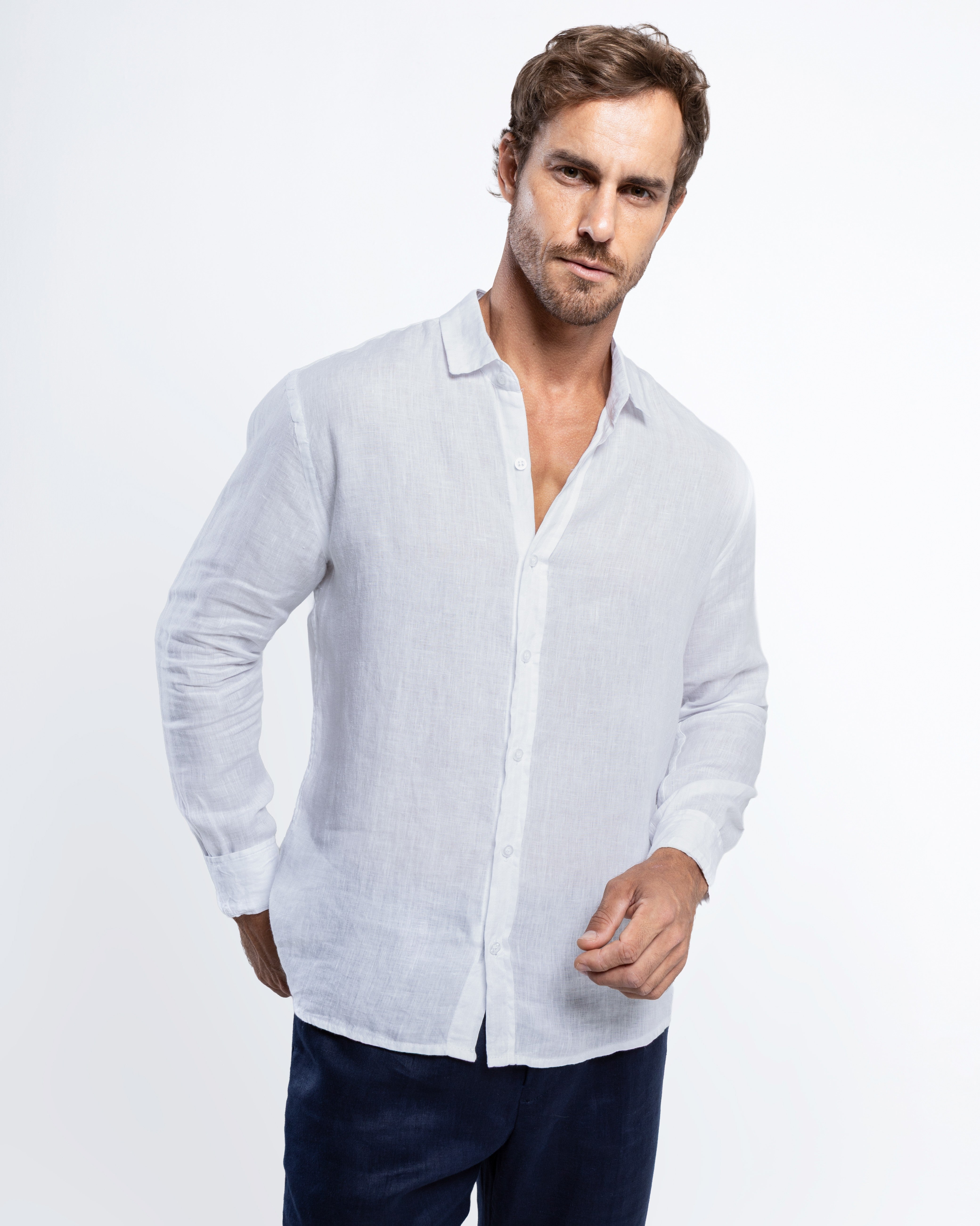 Camisa Linho Italiano Greece - Branco