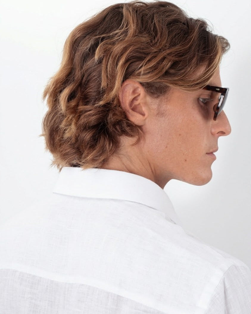 Camisa em Linho Belga Spread Collar · Flandres