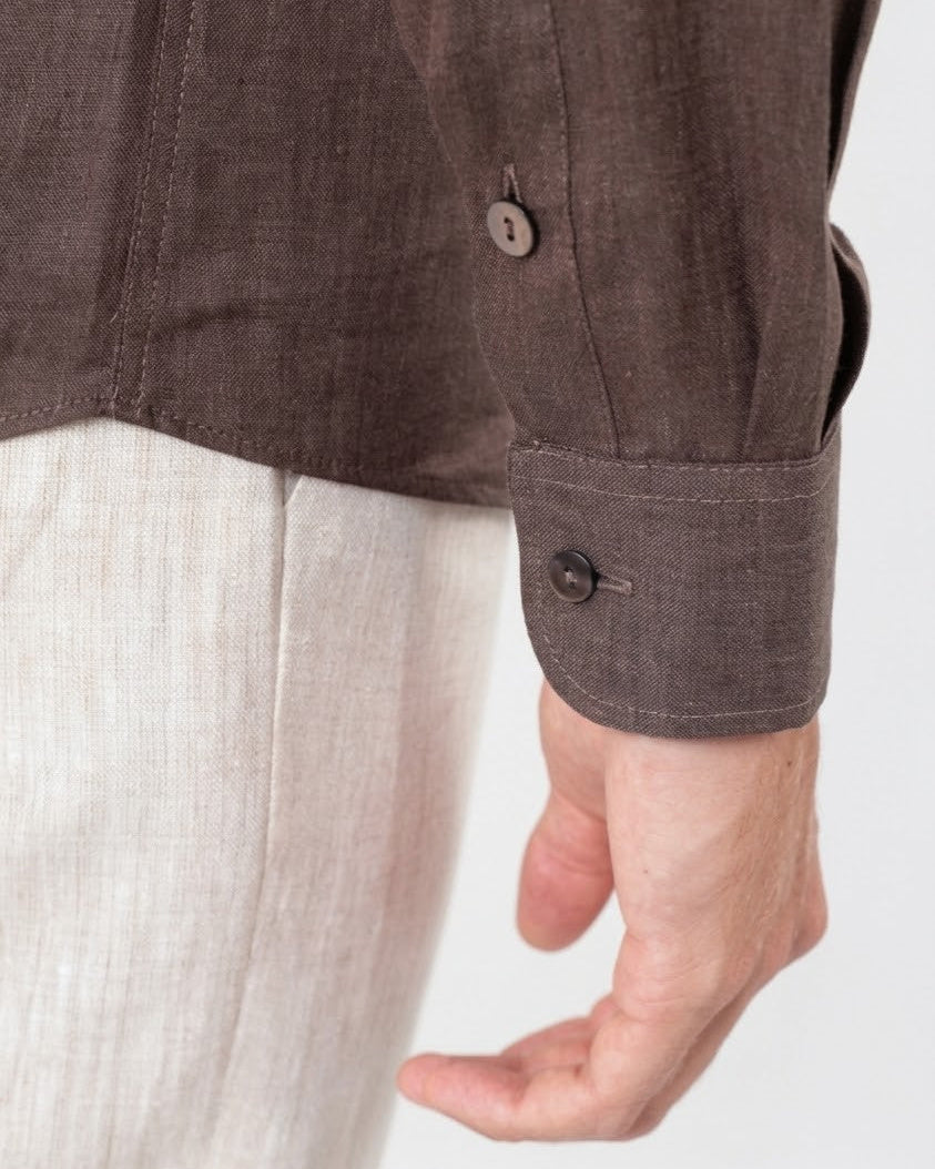 Camisa em Linho Belga Spread Collar · Flandres