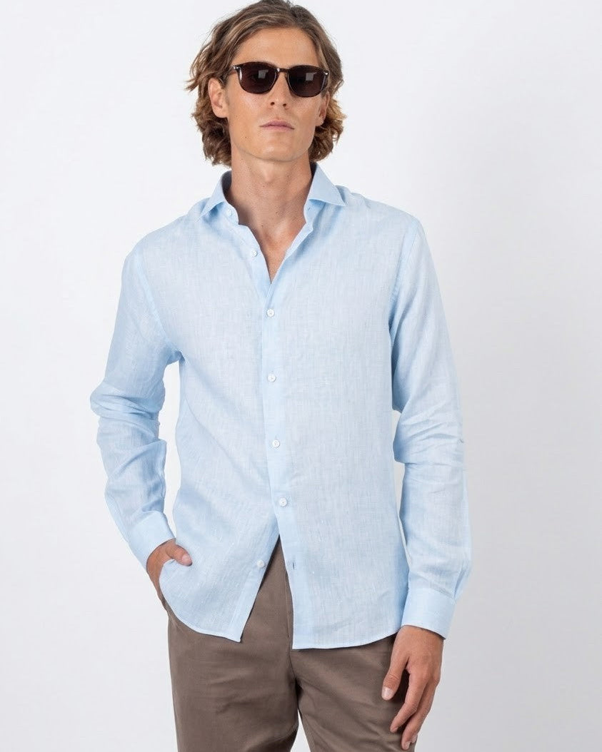 Camisa em Linho Belga Spread Collar · Flandres