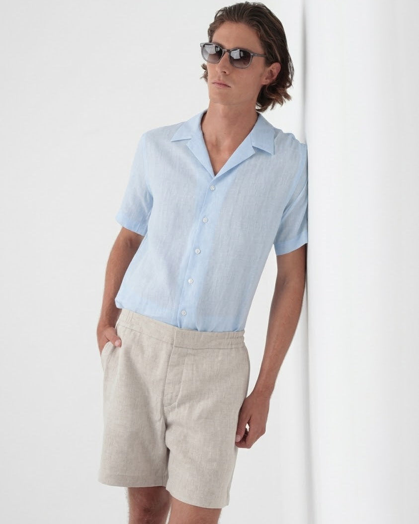 Camisa em Linho Belga Cuban Collar · Flandres