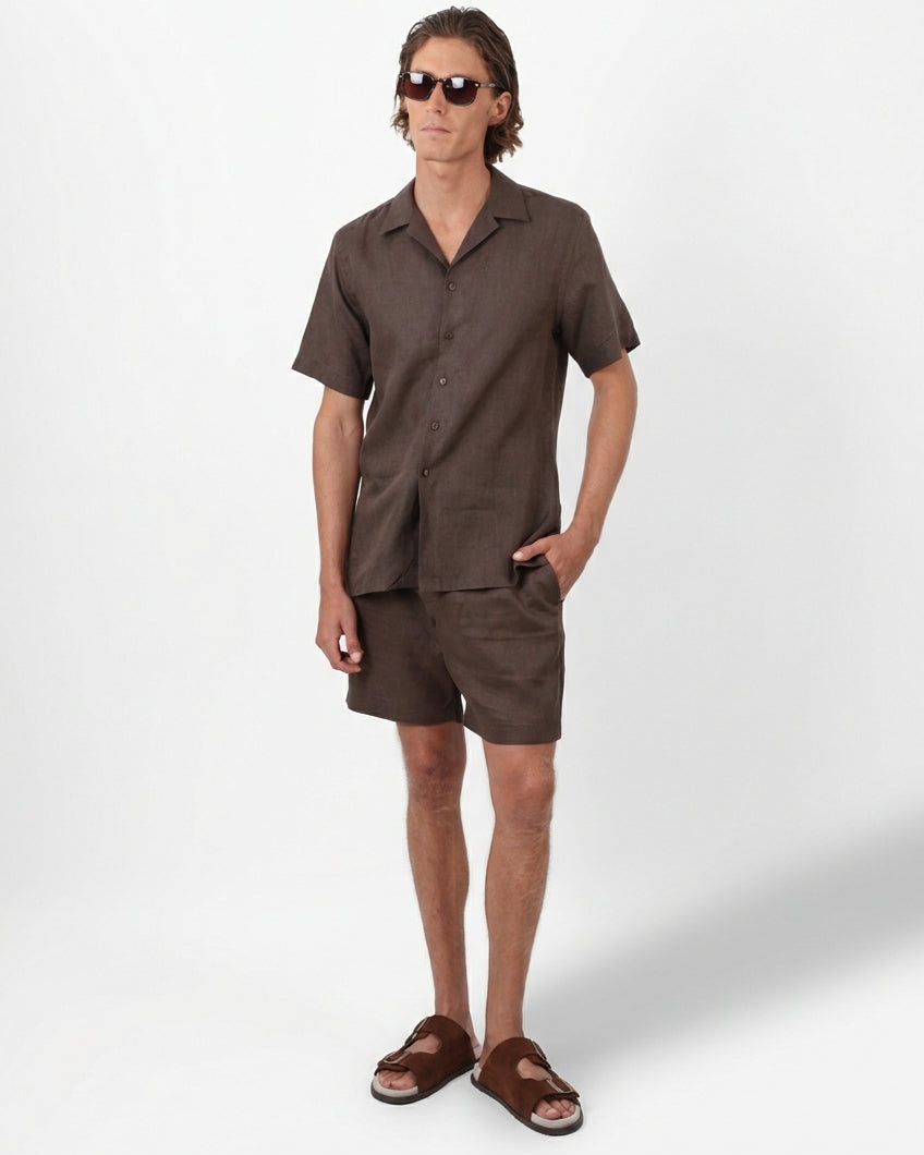 Camisa em Linho Belga Cuban Collar · Flandres