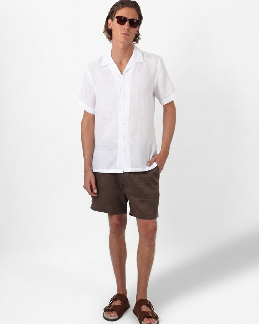 Camisa em Linho Belga Cuban Collar · Flandres