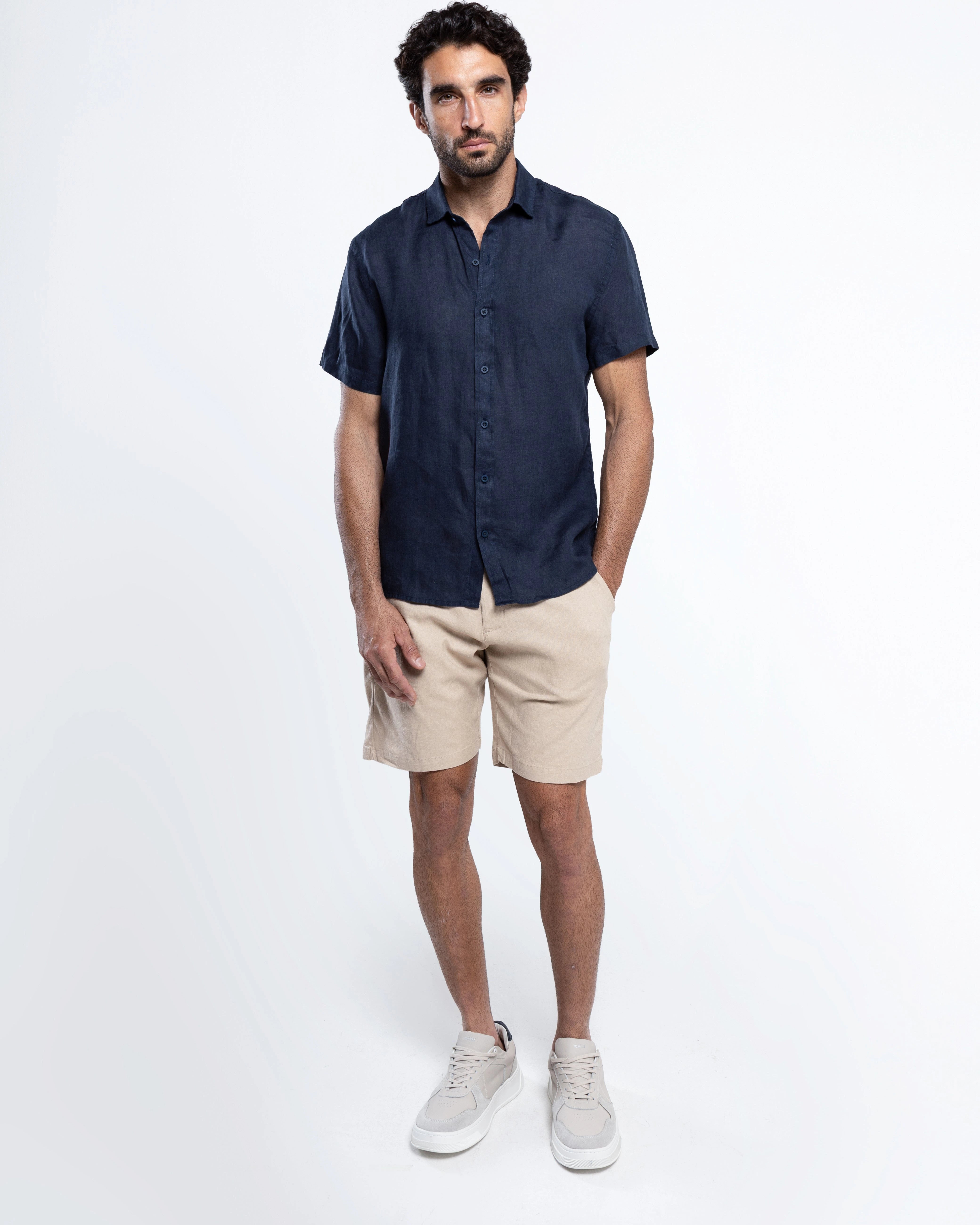 Camisa Linho Italiano Greece Manga Curta