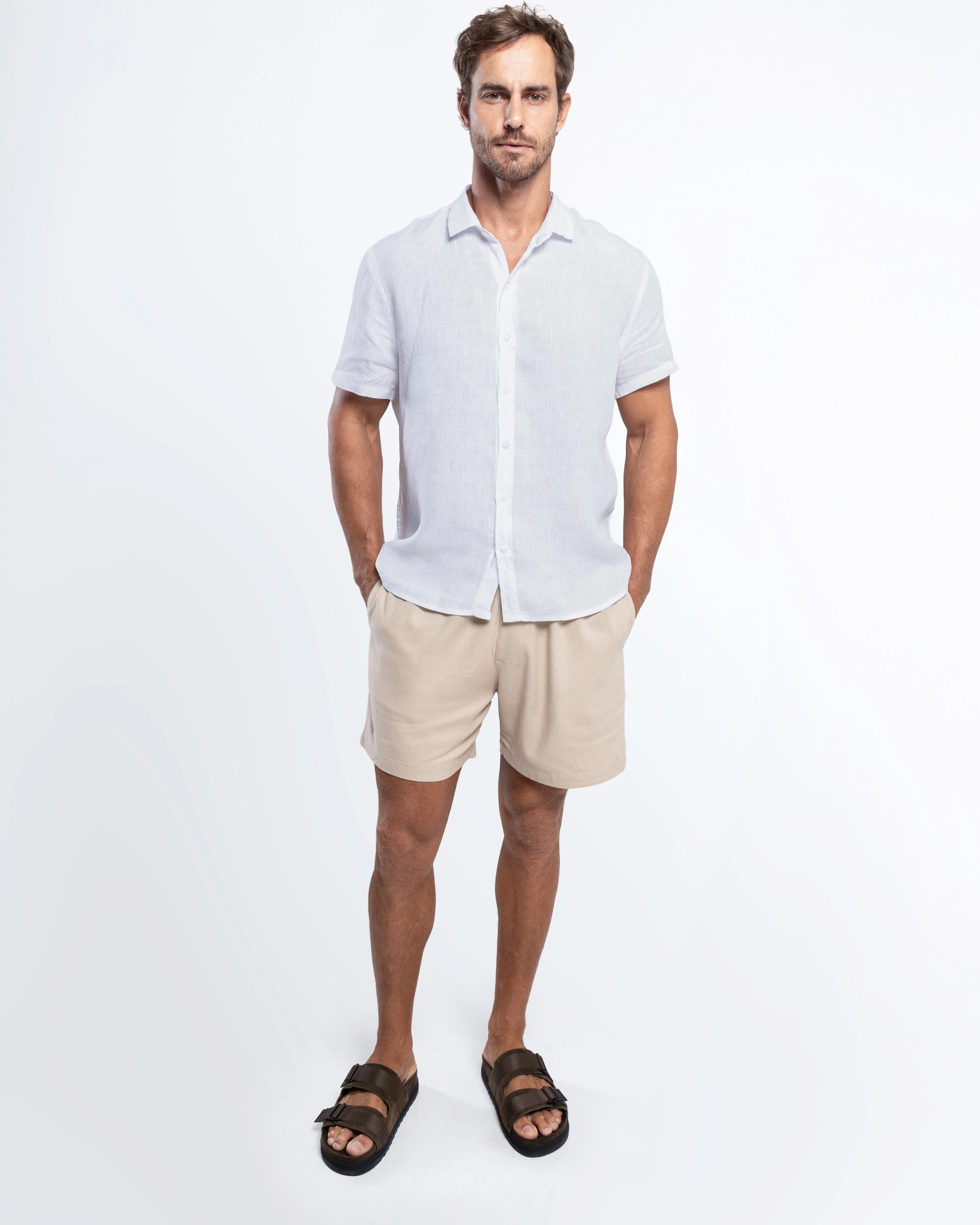 Camisa Linho Italiano Greece Manga Curta