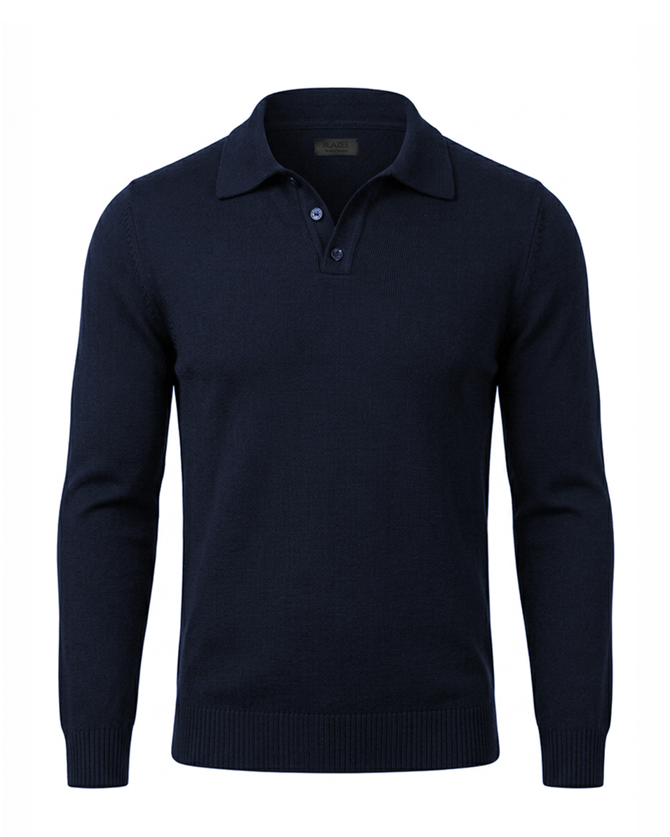 Polo Tricot Manga Longa Ashford - Azul Marinho
