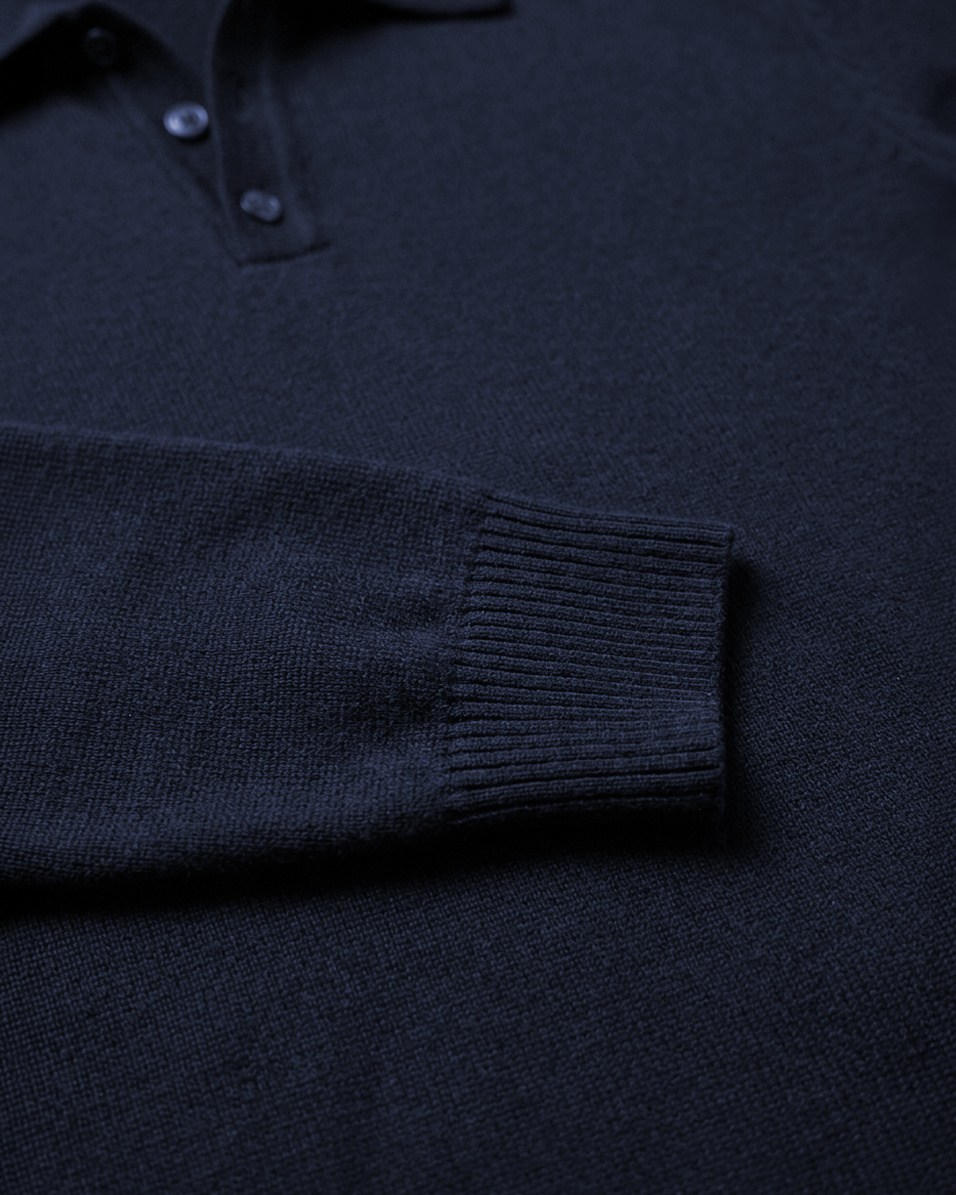 Polo Tricot Manga Longa Ashford - Azul Marinho