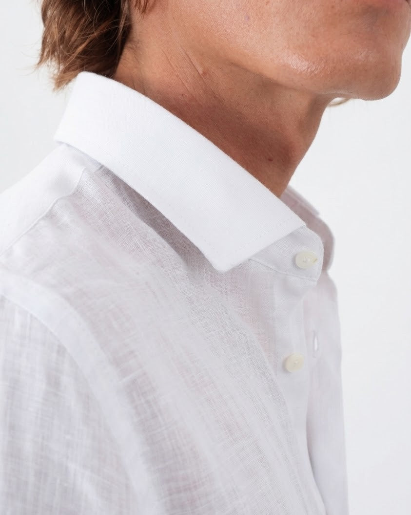 Camisa em Linho Belga Spread Collar · Flandres