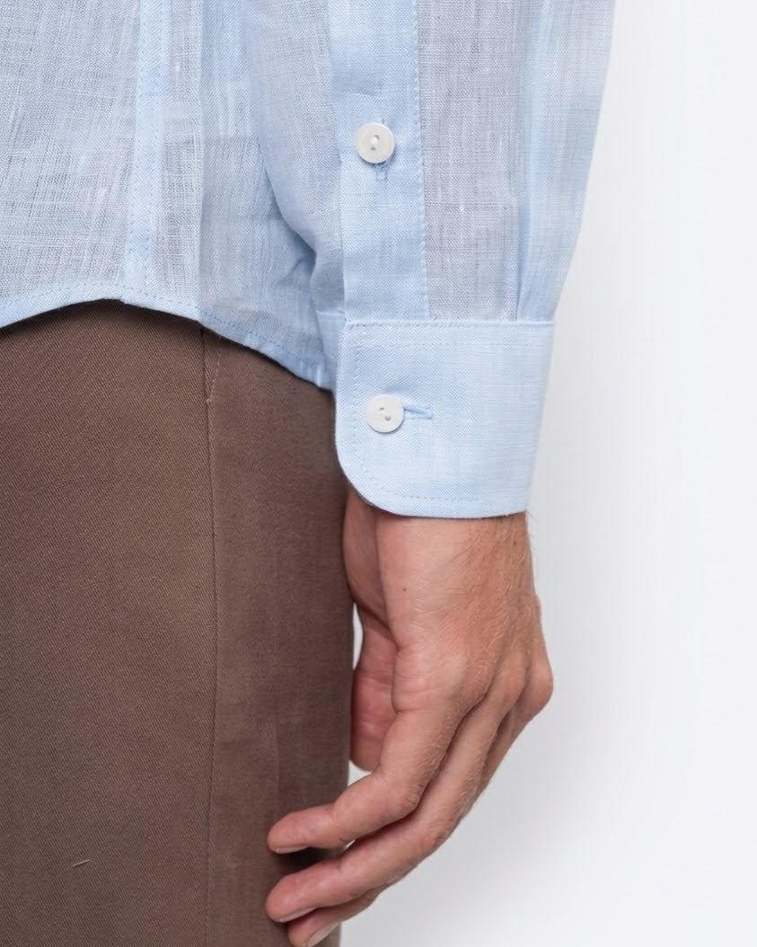 Camisa em Linho Belga Spread Collar · Flandres