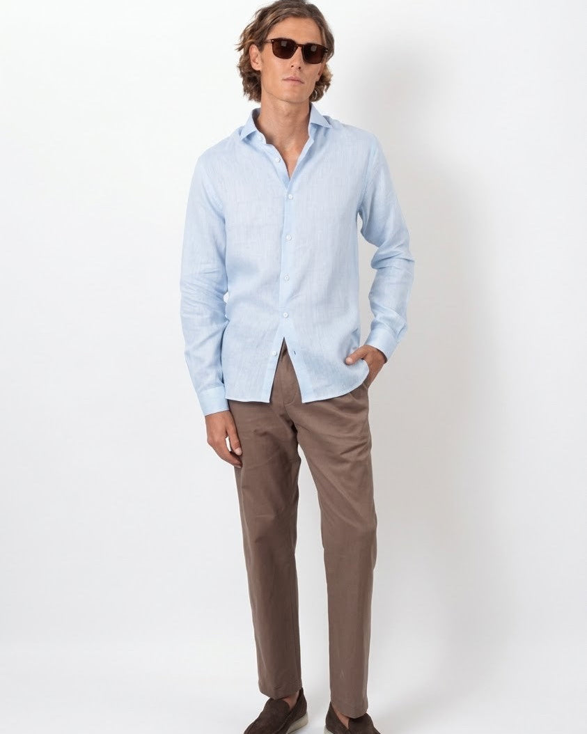 Camisa em Linho Belga Spread Collar · Flandres