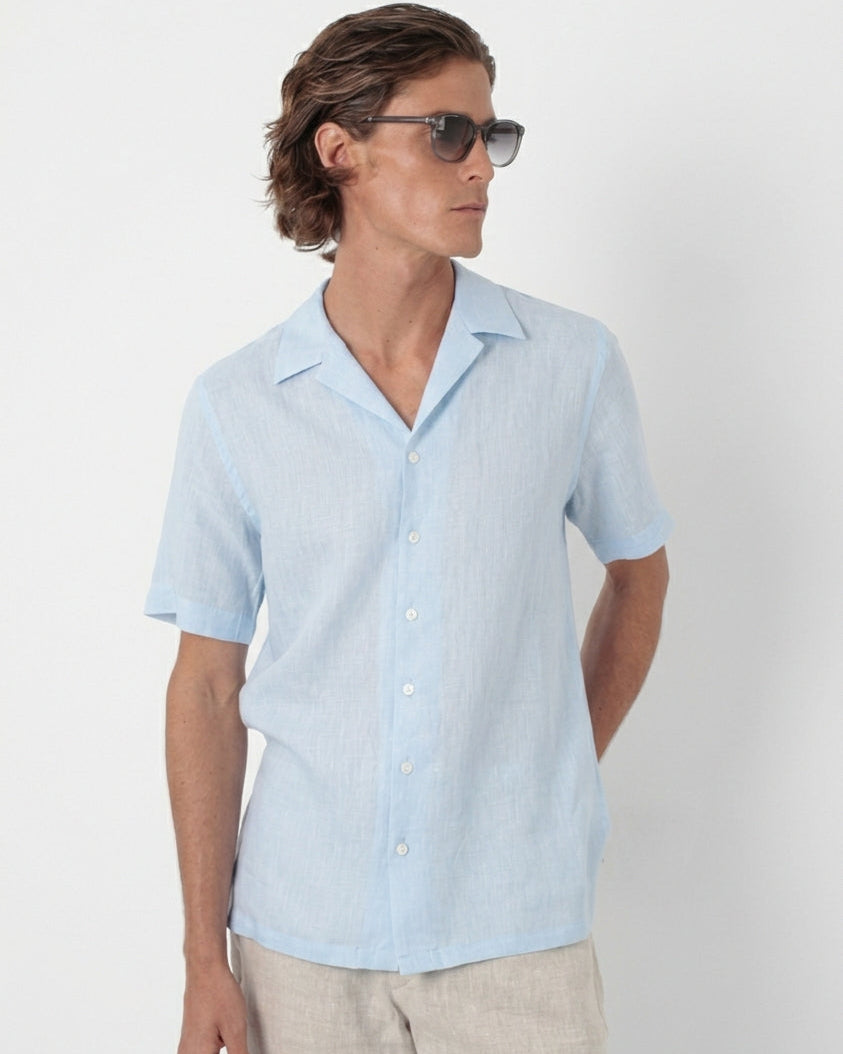 Camisa em Linho Belga Cuban Collar · Flandres