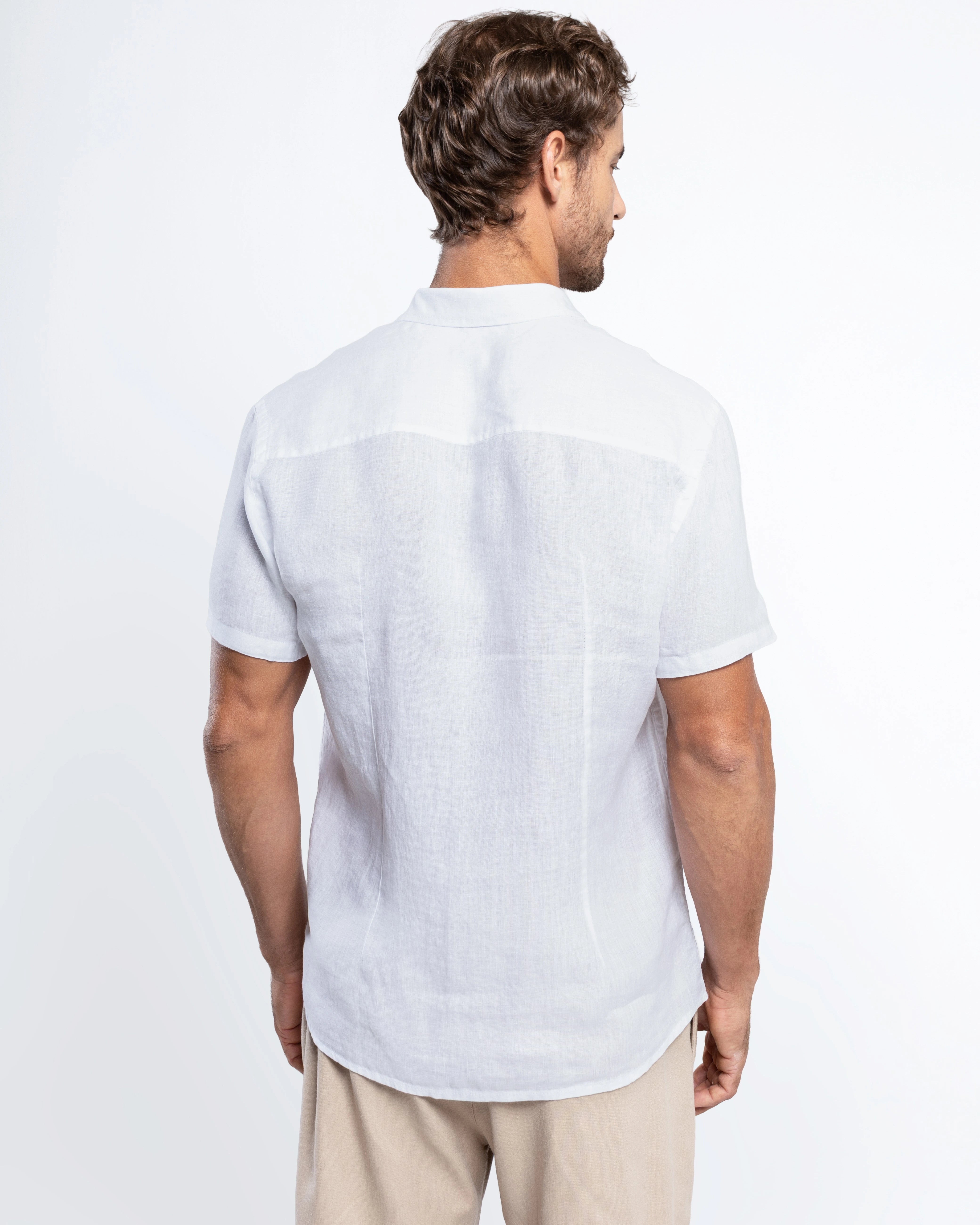 Camisa Linho Italiano Greece Manga Curta