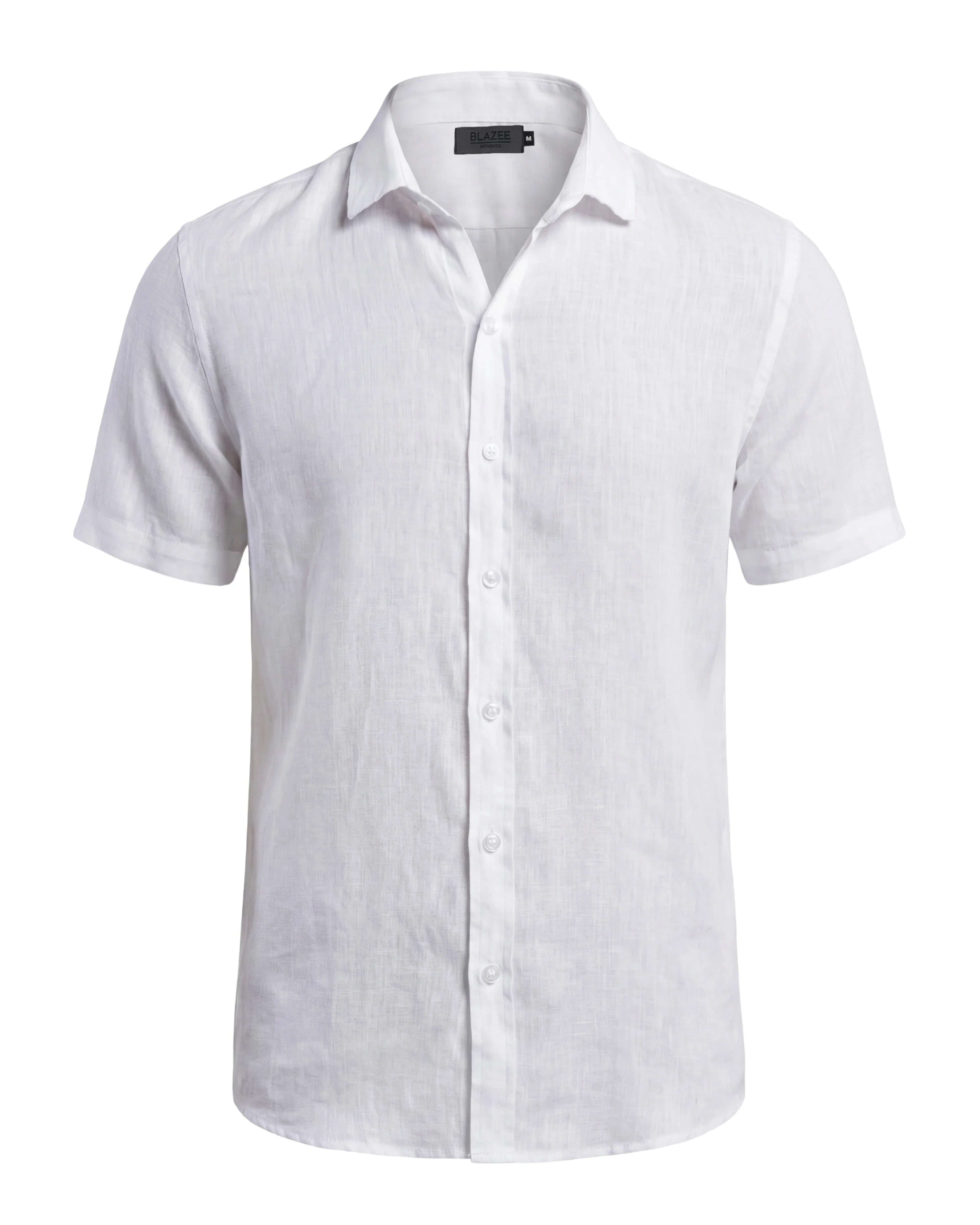 Camisa Linho Italiano Greece Manga Curta - Branco