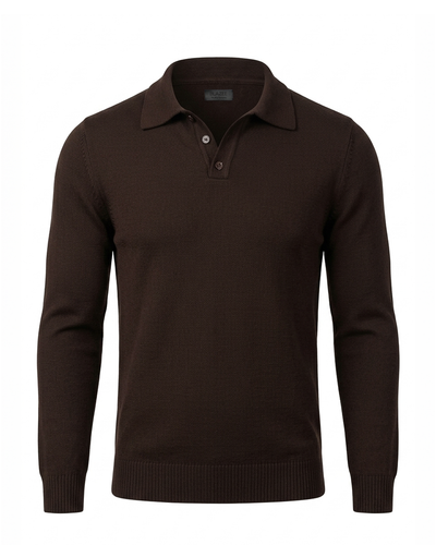 Polo Tricot Manga Longa Ashford - Castanho Escuro