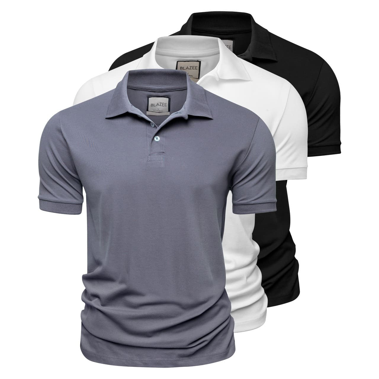 Kit 3 Polos Piquet Algodão Pima